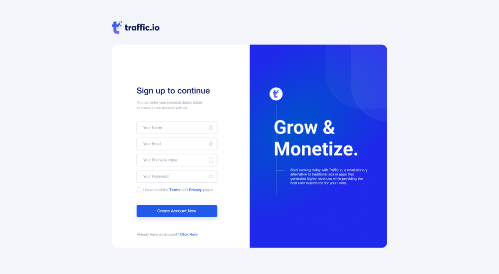 Traffic.io for monetizing your app